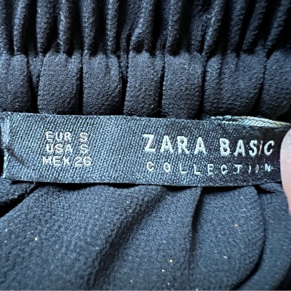 ZARA A-Line Silver Gold Metallic Threads Elastic High-Waist Knee-Length Skirt S - Picture 13 of 16